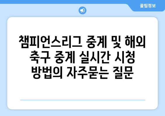 챔피언스리그 중계 및 해외 축구 중계 실시간 시청 방법