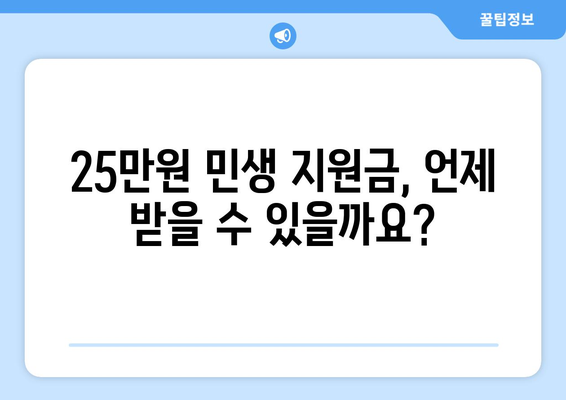 25만원 지원금 민생 지원금 지급 예정 시기