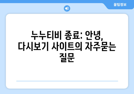 누누티비 종료: 안녕, 다시보기 사이트