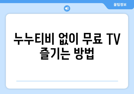 누누티비 대신 공짜 TV 시청 가능한 대안 사이트 찾기