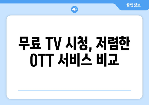 누누티비 대신 공짜 TV 시청 가능한 대안 사이트 찾기