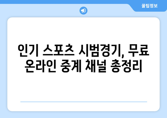 시범 경기 중계 무료 온라인 시청