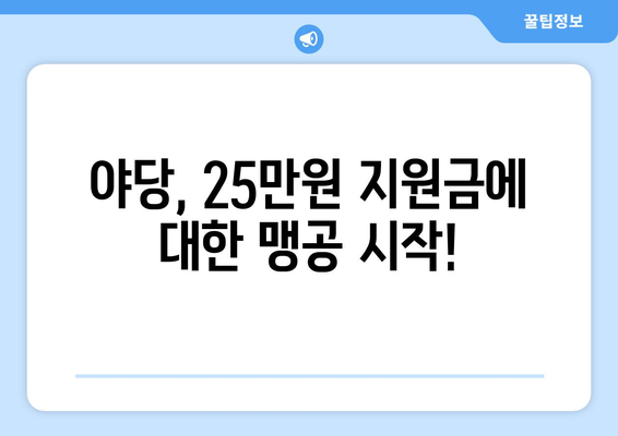 25만원 민생회복지원금, 야당의 직격탄