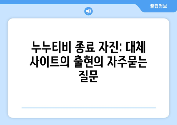 누누티비 종료 자진: 대체 사이트의 출현