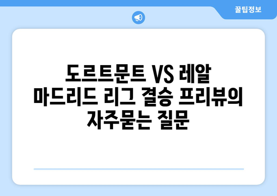 도르트문트 VS 레알 마드리드 리그 결승 프리뷰