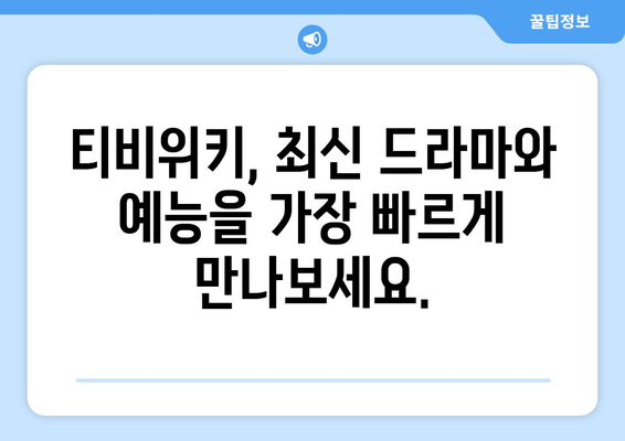 티비위키 드라마와 예능을 무료로 감상하는 매력