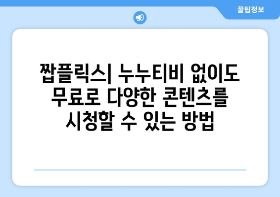 짭플릭스에서 누누티비 대안 콘텐츠 무료 시청