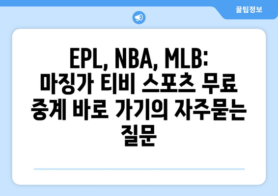 EPL, NBA, MLB: 마징가 티비 스포츠 무료 중계 바로 가기