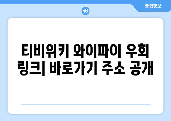 티비위키 와이파이 우회 링크 바로가기