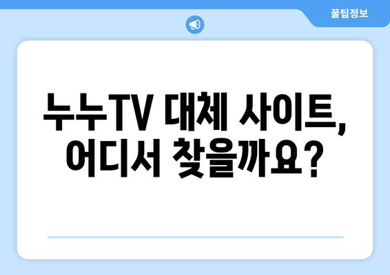 무료 TV 다시보기 대체 수단: 누누TV 대체 사이트