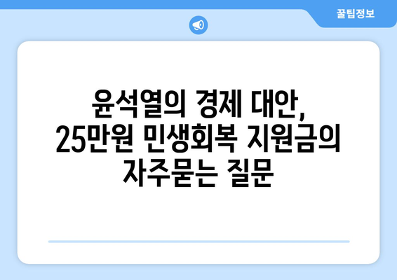 윤석열의 경제 대안, 25만원 민생회복 지원금