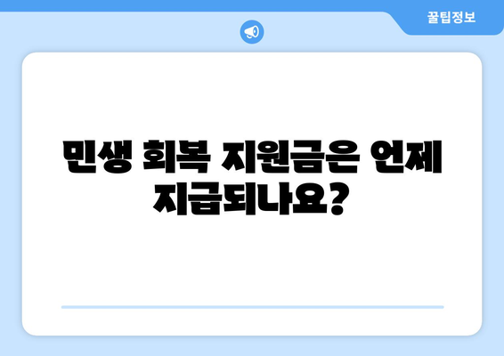 민생 회복 지원금이란 무엇인가?