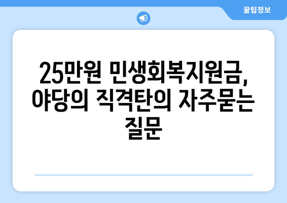 25만원 민생회복지원금, 야당의 직격탄