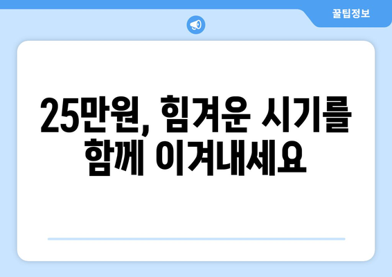 코로나19로 어려운 시기를 헤치기: 25만원 민생지원금 지원