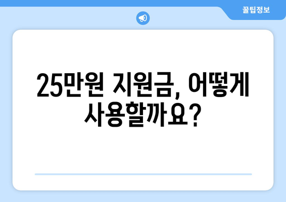 민생 개선에 박차를 가할 25만 원 지원금