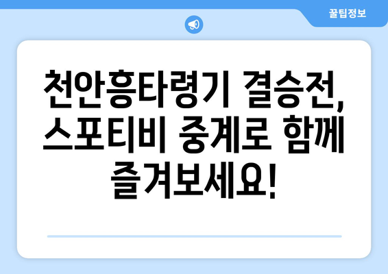 천안흥타령기 결승전 스포티비 중계