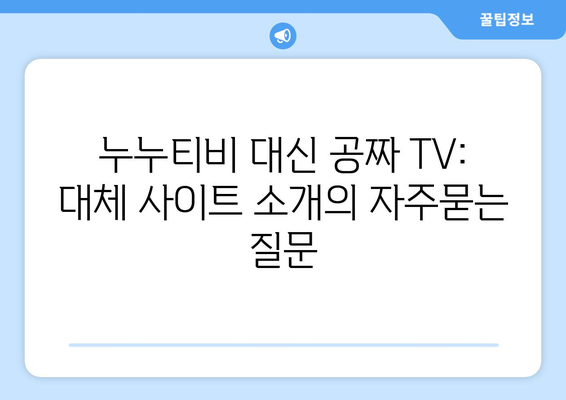 누누티비 대신 공짜 TV: 대체 사이트 소개