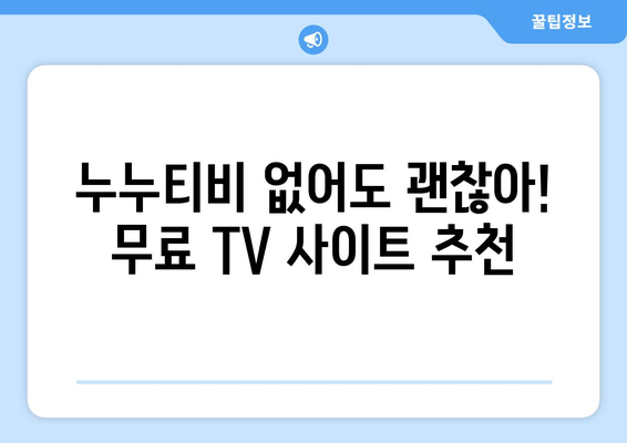 누누티비 대체 공짜 TV 사이트 소개