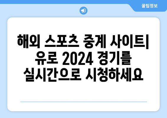 유로 2024 중계 모바일 및 해외 스포츠 중계 사이트