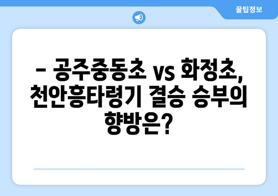 스포티비골프앤헬스, 공주중동초 vs 화정초 천안흥타령기 결승전 중계