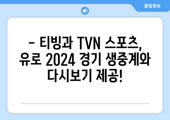 스포티비 중계 없는 유로2024: 티빙/TVN 스포츠 단독 중계