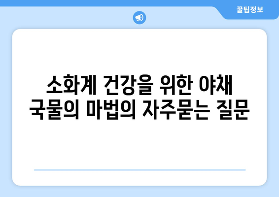 소화계 건강을 위한 야채 국물의 마법