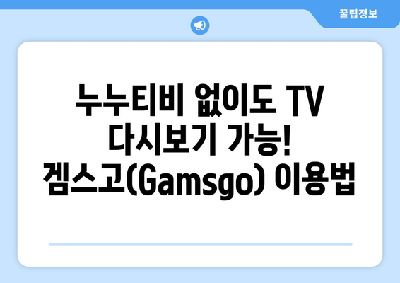 누누티비 대체 사이트를 이용해 티비 다시 보기: 겜스고(Gamsgo)