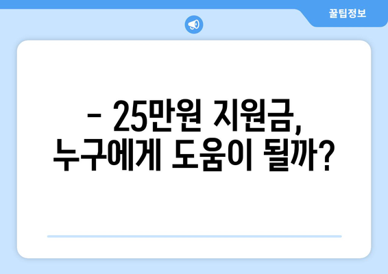 1인당 25만원 지원금, 경제 회복의 열쇠가 될까?