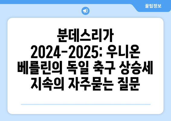 분데스리가 2024-2025: 우니온 베를린의 독일 축구 상승세 지속