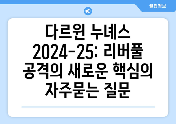 다르윈 누녜스 2024-25: 리버풀 공격의 새로운 핵심