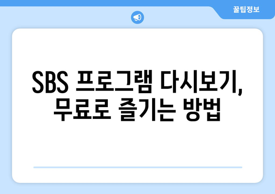 SBS 무료 TV 시청 방법 알아보기