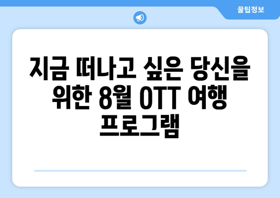 여행 욕구 자극! 8월 OTT 여행 프로그램 가이드