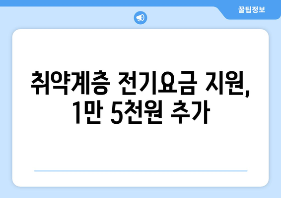 취약계층 130만 가구 전기요금 1만5000원 추가 지원