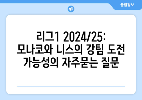 리그1 2024/25: 모나코와 니스의 강팀 도전 가능성