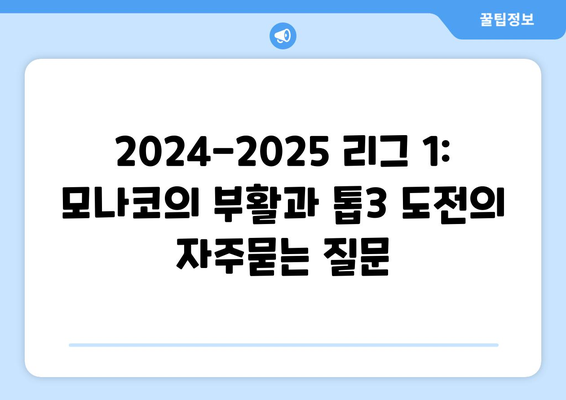 2024-2025 리그 1: 모나코의 부활과 톱3 도전