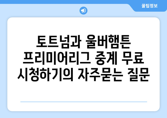 토트넘과 울버햄튼 프리미어리그 중계 무료 시청하기