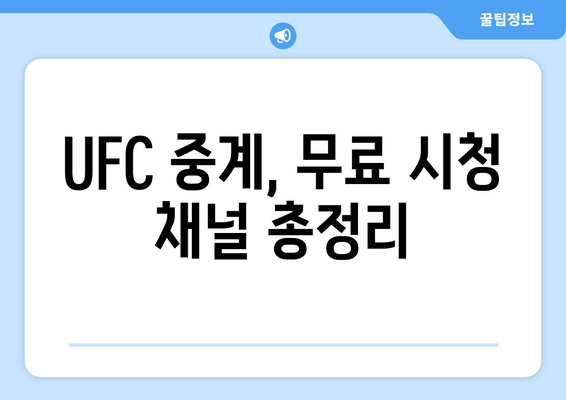 UFC 중계 무료 시청 방법 일거 알아보기