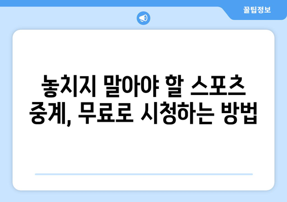 스포츠 중계를 실시간으로 무료 시청하기