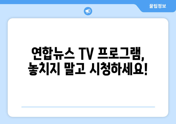 연합뉴스 TV 프로그램 확인하기