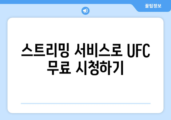 UFC 중계 방송 무료 시청 방법 알아보기