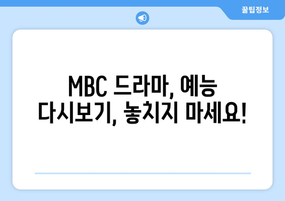 MBC 온에어 실시간 예능, 드라마 재방송 다시보기 무료 시청하기