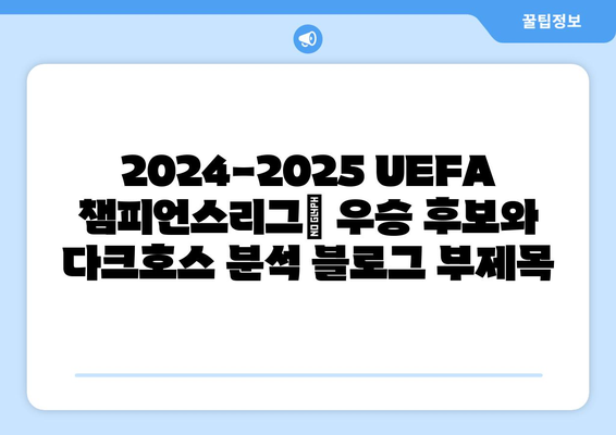 2024-2025 UEFA 챔피언스리그: 우승 후보와 다크호스 분석