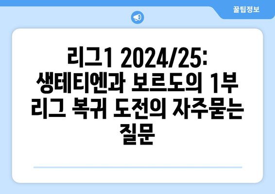 리그1 2024/25: 생테티엔과 보르도의 1부 리그 복귀 도전