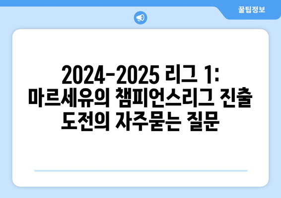 2024-2025 리그 1: 마르세유의 챔피언스리그 진출 도전