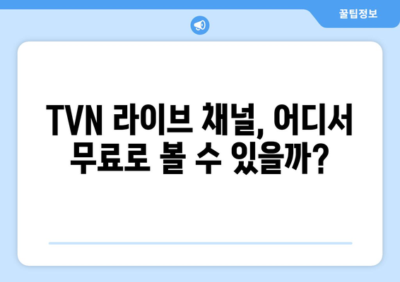 TVN의 실시간 예능 시청: 라이브 채널에서 무료로 보는 방법