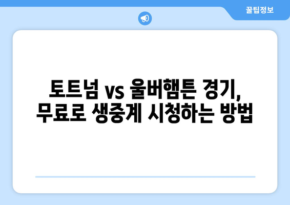 토트넘과 울버햄튼 프리미어리그 중계 무료 시청하기