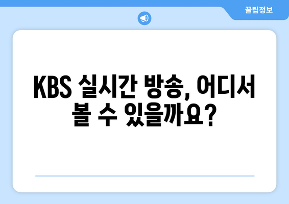 KBS 실시간 방송 시청 방법과 채널 정보, 편성표 확인하기