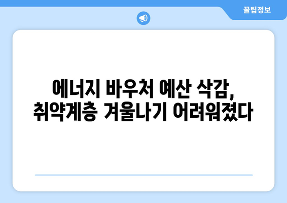 취약계층의 겨울 추위 심화, 에너지 바우처 예산 삭감