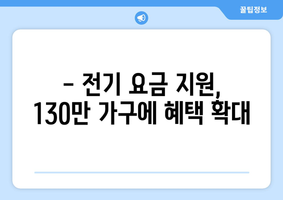 130만 가구 대상 전기 요금 1만 5천원 추가 지원