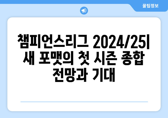 챔피언스리그 2024/25: 새 포맷의 첫 시즌 종합 전망과 기대